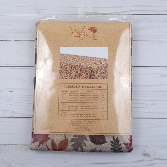 Style Home Fabric Tablecloth Fall Leaves 60x102 - Picture 2 of 3